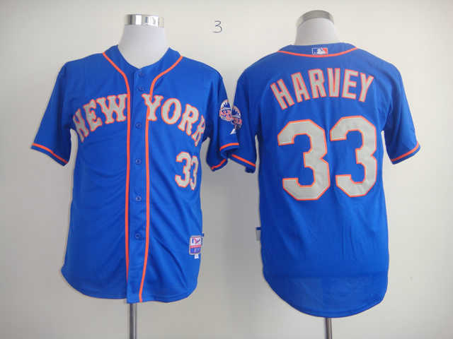 Men New York Mets 33 Harvey Blue MLB Jerseys